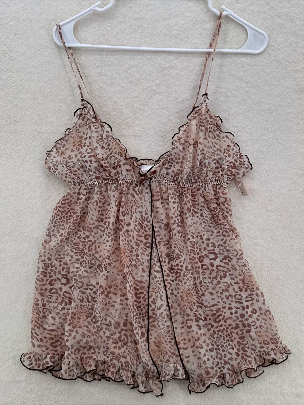 SOLD Fairy Coquette Y2K Deadstock Enchanted Leopard Print Ruffle Cami/Lingerie - Picture 3 of 7
